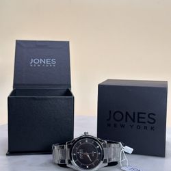 Jones New York Alexander Black Dial Stainless Steel Men's Watch NEW
