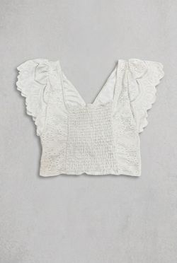 White boho style short sleeve top Size 4