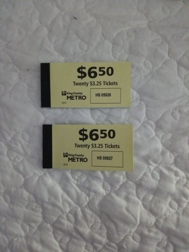 30   $3.25 Seattle Metro Bus Tickets 