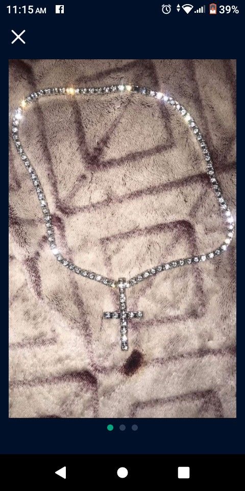 5MM 18 Inch White/Rose Gold Rhinestone Tennis Chain With Cross Pendant