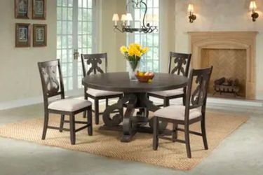 Acadia Wood Dining Table w/ 4 Chairs