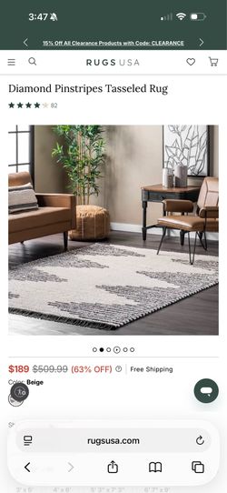 Diamond Pinstripes Tasseled Rug
