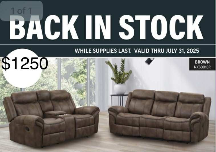 New Recliner Couch And Love Seat On Sale / Free Delivery 