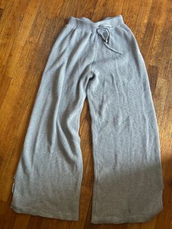 Gray ribbed knit wide leg pants size XS.