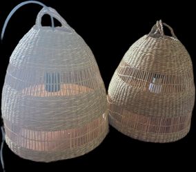 Woven Rattan Pendant Light Shades – Set of 2
