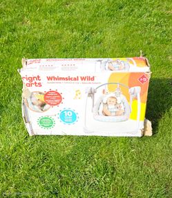 New Bright Starts Whimsical Wild Portable Compact Baby Swing with Taggies
