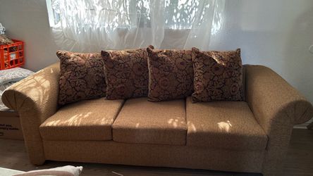 3-Seat Fabric Sofa Set with Throw Pillows