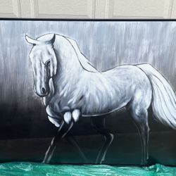 Large Black and White Painted Horse Wall Art 