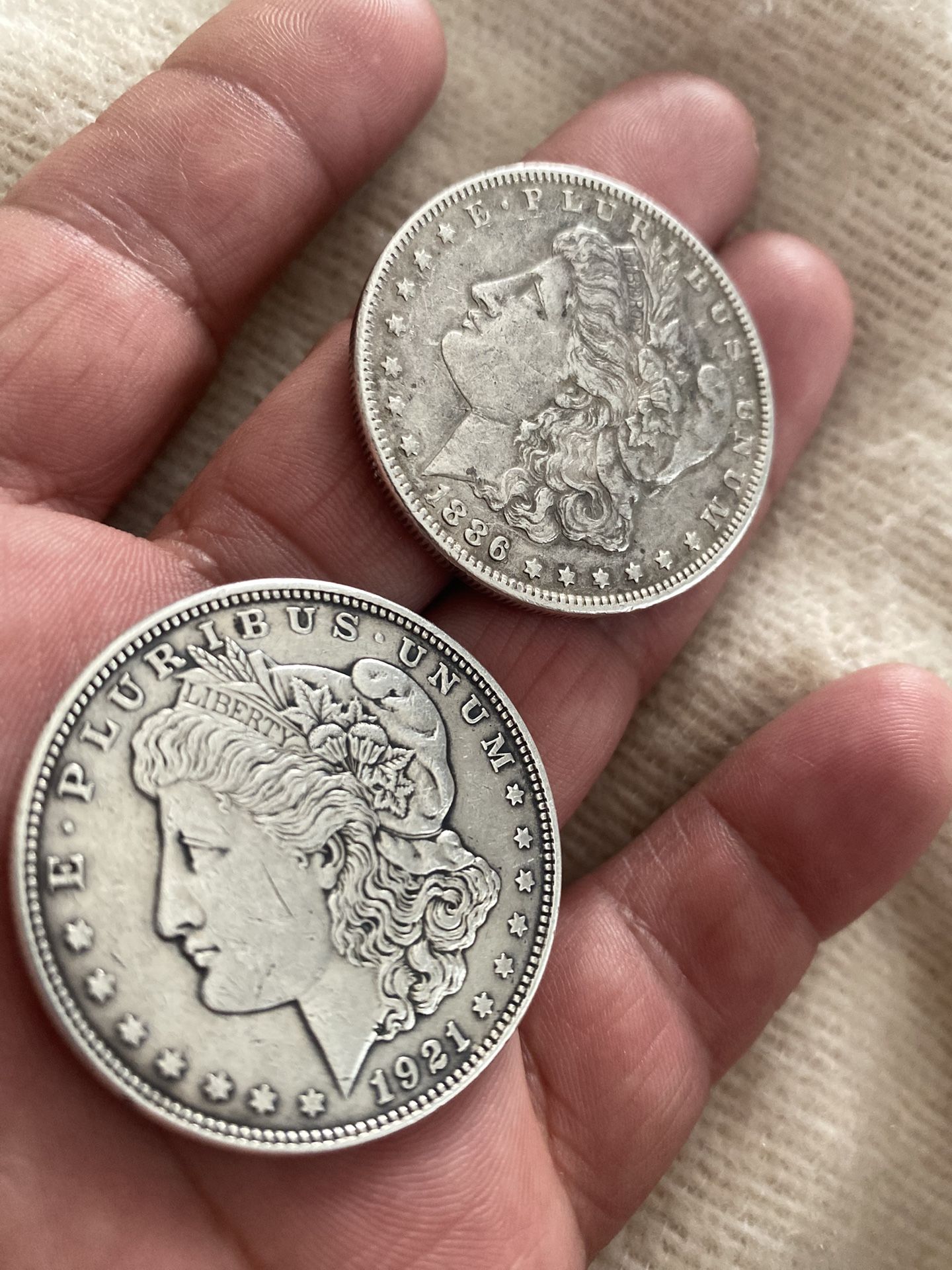 1921 & 1886 Morgan Silver Dollars