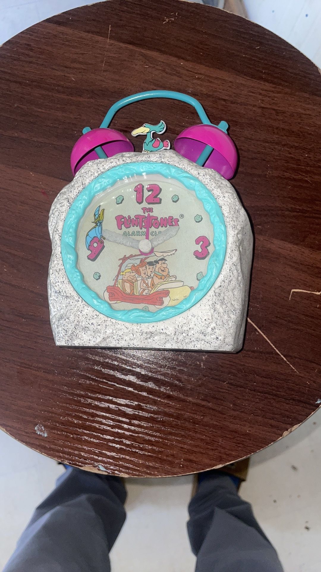 Vintage Flintstones Key-wound Alarm Clock 1992 Innovative Time Corp Tested Works