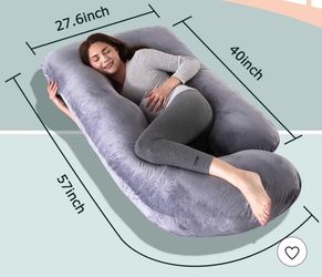 U-Shaped Full Body Pillow for Adults, Maternity Pillow with Washable Velvet Cover, Ergonomic Support for Back, Belly & Hips, Comfort for Expecting Mot