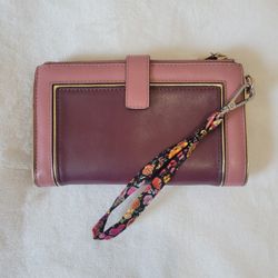 Michael Kors Adele Leather Double Zip Wallet Bifold Clutch Two toned Pink