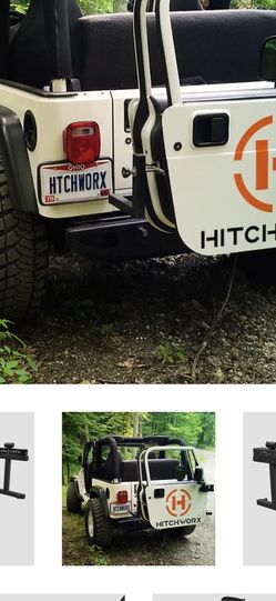 Wrangler TJ Full hard Doors Hitchworx Rack For Rubicon Hitch And Storage