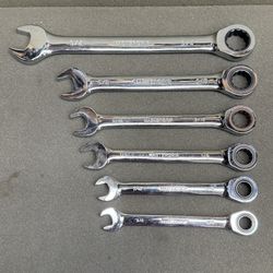 (7 pc set) MASTERGRIP SAE RATCHETING COMBINATION WRENCH SET