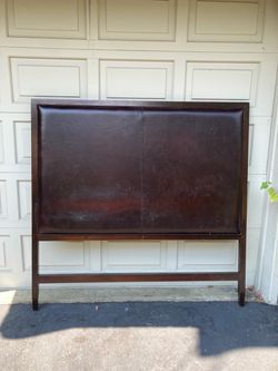 Dark brown leather queen headboard