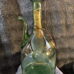 Vintage Green Glass Wine Decanter