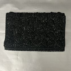 Vintage La Regale Black Beaded Clutch Purse