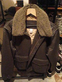 Brown Leather Shearling Aviator Jacket