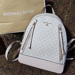 New Michael Kors Large  Backpack Pink/White Color 