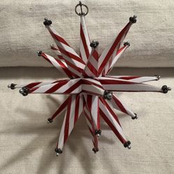 Handmade Moravian Star Candy Cane Stripe Christmas Ornament