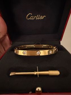 Gold Cartier Bracelet With 10 Diamonds