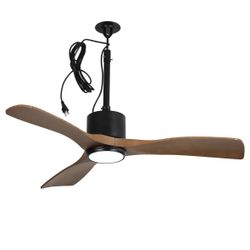 42” Brown Outdoor Fan With Light And Remote