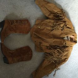 Tan Suede coat and boots to match