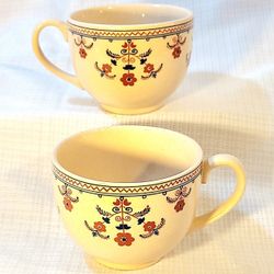 (2) Johnson Brothers Tea Cups Danube Collection Glazed Ironstone Dishwasher Safe