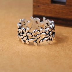 925 Sterling Silver Women's Cuff Ring Band Adjustable Size Gift 