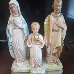 Holy Family Chalkware Statue