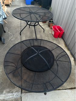 Outdoor metal fire pit and table