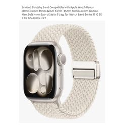 Brand new Braided Stretchy Band Compatible with Apple Watch Bands 38mm 40mm 41mm 42mm 44mm 45mm 46mm 49mm Women Men, Soft Nylon Sport Elastic Strap fo