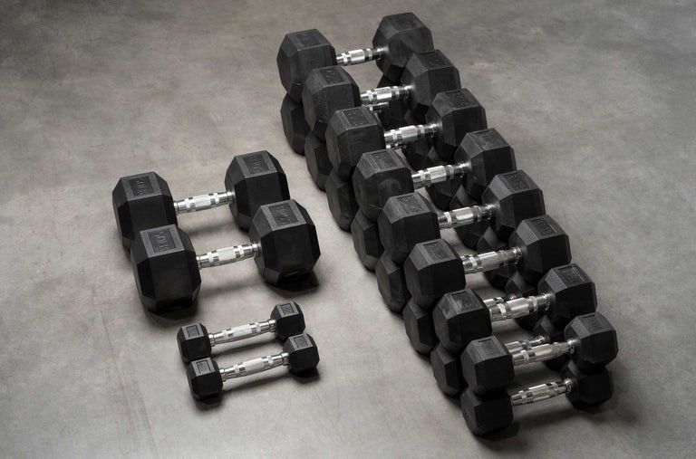 rubber hex dumbbell set