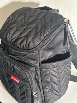 Skip Hop Diaper Bag Backpack with Changing Pouch – Black Quilted Baby Travel Organizer 