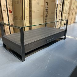 Glass Coffee Table With Drawer 
