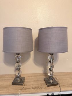 Pair of Elegant Glass Ball Table Lamps