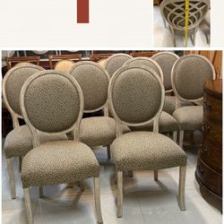 Set Of Round Back Upholstered Dining Chairs
