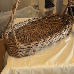 Long Oval Wicker Basket with Handle