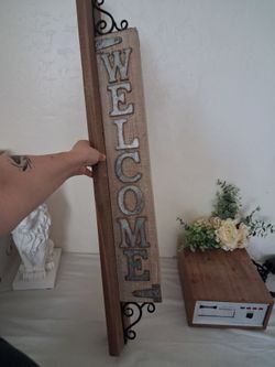 Rustic Wood and Metal Welcome Sign