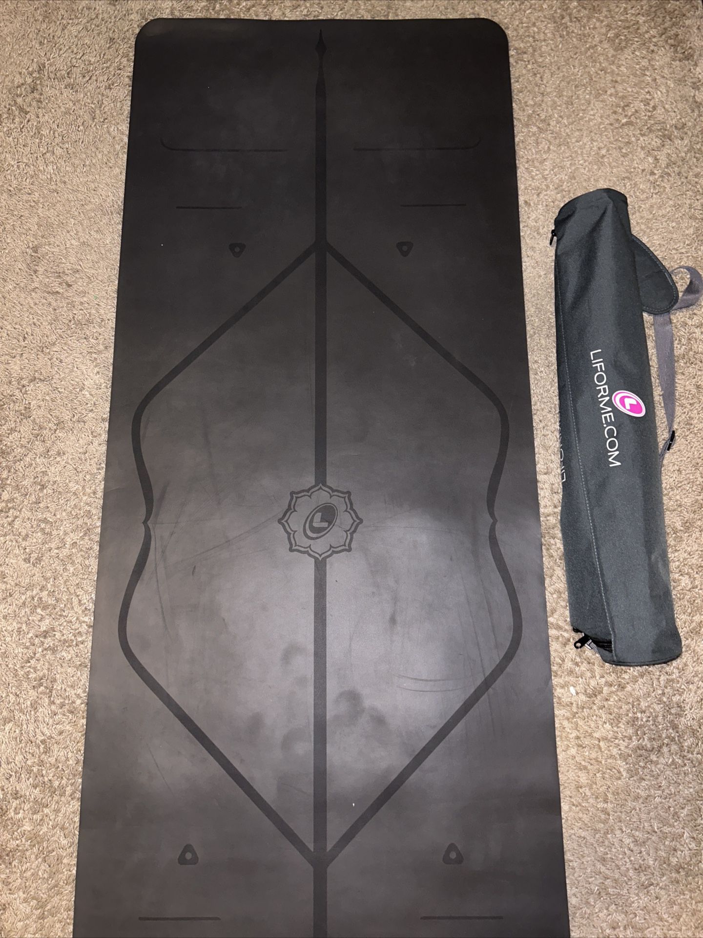 Blue/gray Liforme Yoga Mat With Alignment And Yoga Bag for Sale in