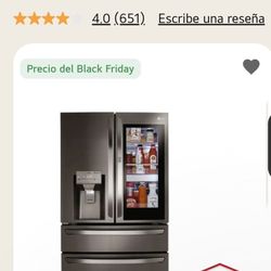 REFRIGERATOR SAMSUNG BLACK STAINLESS STEEL WITH SHOSE CASE 4 DOOR