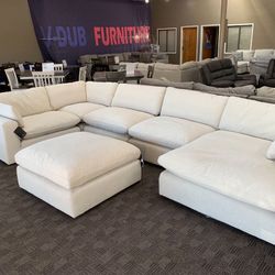 Big White Feather Down Sectional Couch 