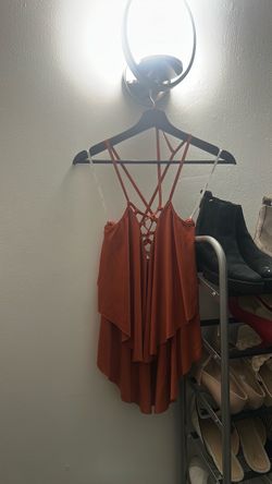 Rust Orange Strappy Layered Tank Top
