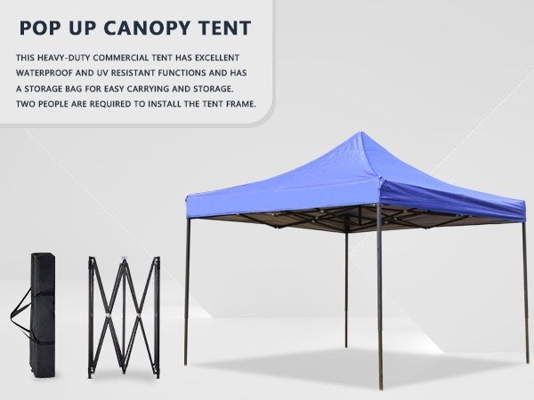 Pop-up Canopy Tent, Canopy Tent with Adjustable Height, Pop-up Tent 10x10, Windproof & Waterproof, Outdoor Canopy with Backpack Bag, 10x10 Tent for Pa