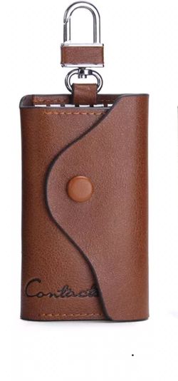 BROWN Contacts Mens Genuine Leather Car Key Case Holder Key Holder - 1004H