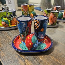 Talavera Shot Glass & Salt Shaker Set