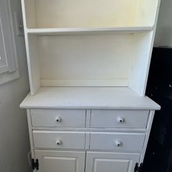 White Wooden Hutch with Drawers
