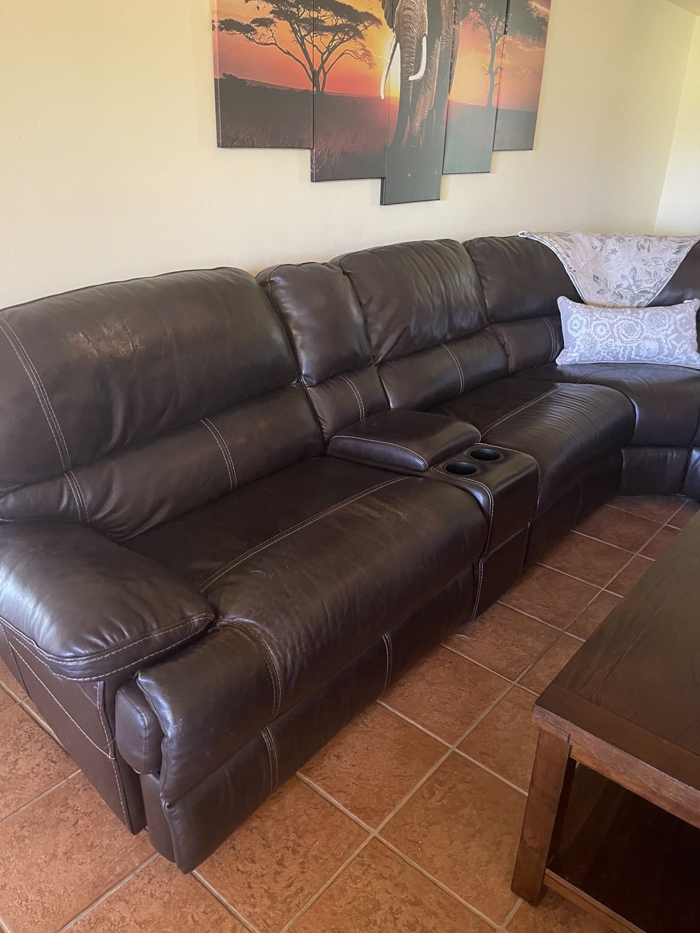 Leather Sectional Recliner Couch