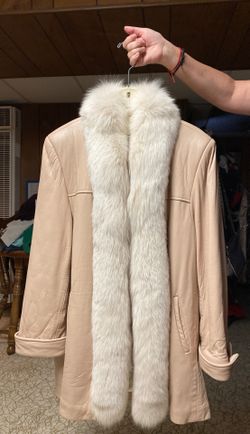 Real leather and fur dress coat