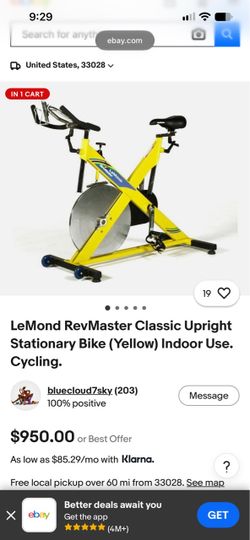 LeMond RevMaster Classic Upright Stationary Bike (Yellow) Indoor Use, Cycling